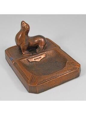 Rare Santa Catalina Island Seal Sea Lion Metal Ashtray Souvenir Retro MidCentury
